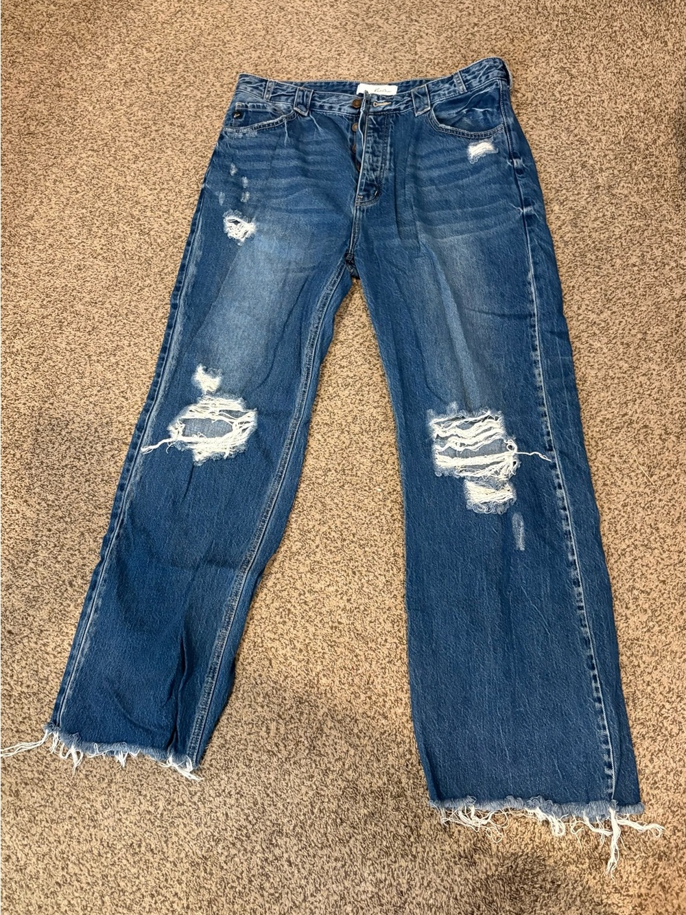 KanCan Distressed Wide Leg Blue Jeans
